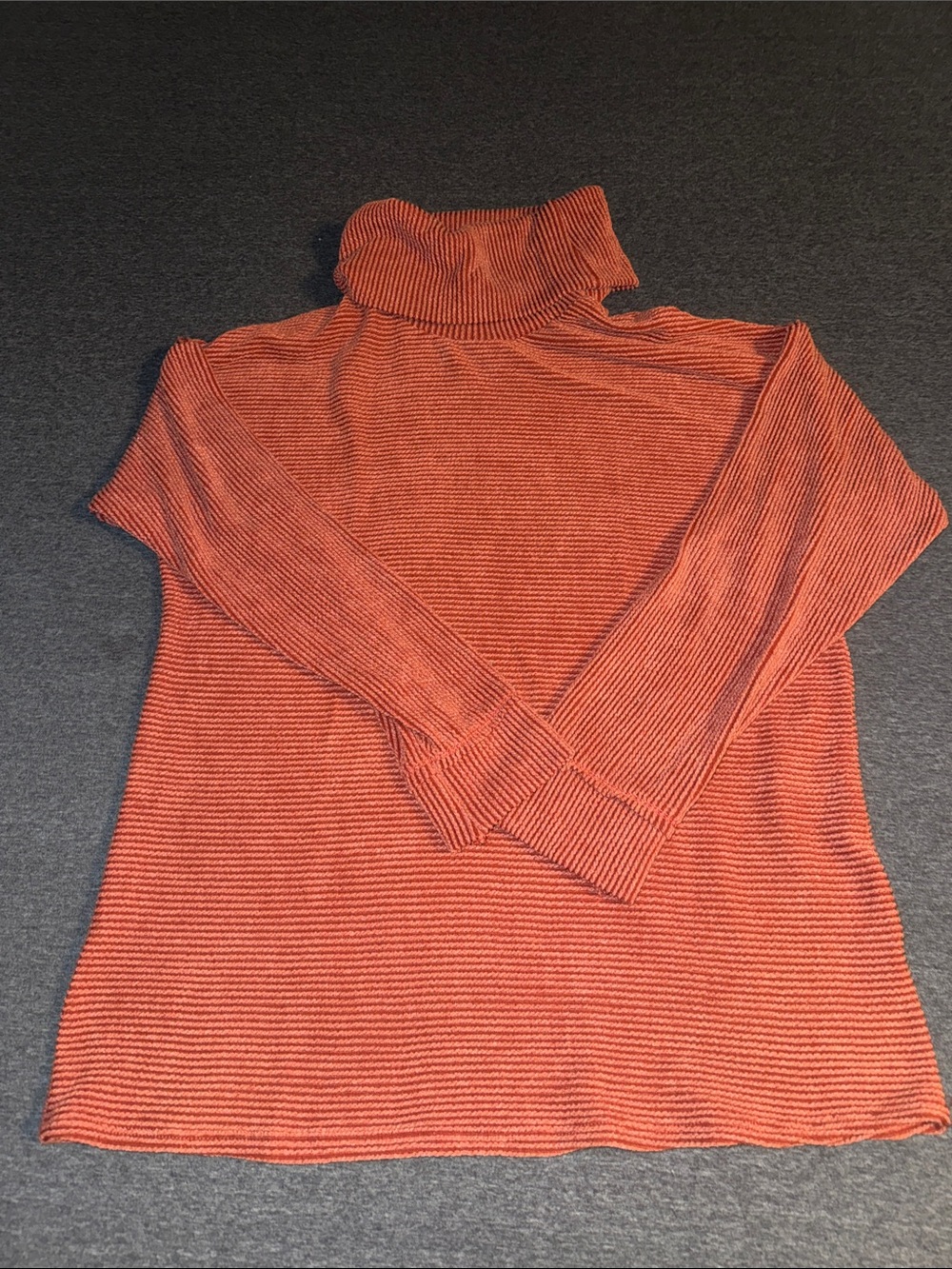 Ribbed Turtleneck Sweater - Rust Orange